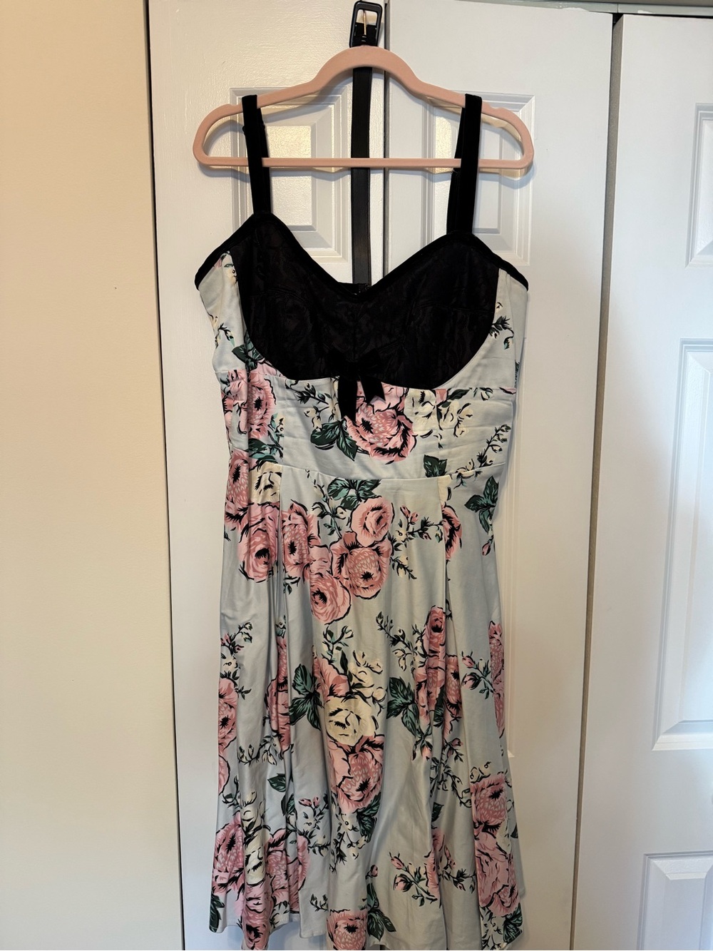 Pinup Couture Black & Pale Blue Floral Midi Dress